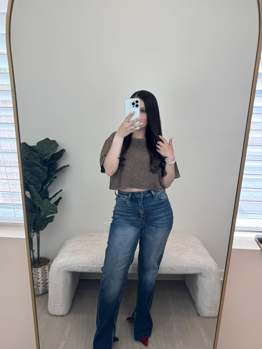 THALIA CROP TOP DE BRILLOS